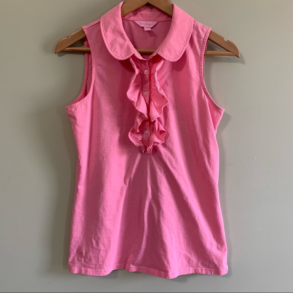 Women’s Lilly Pulitzer Collared Ruffled Tank Sz M